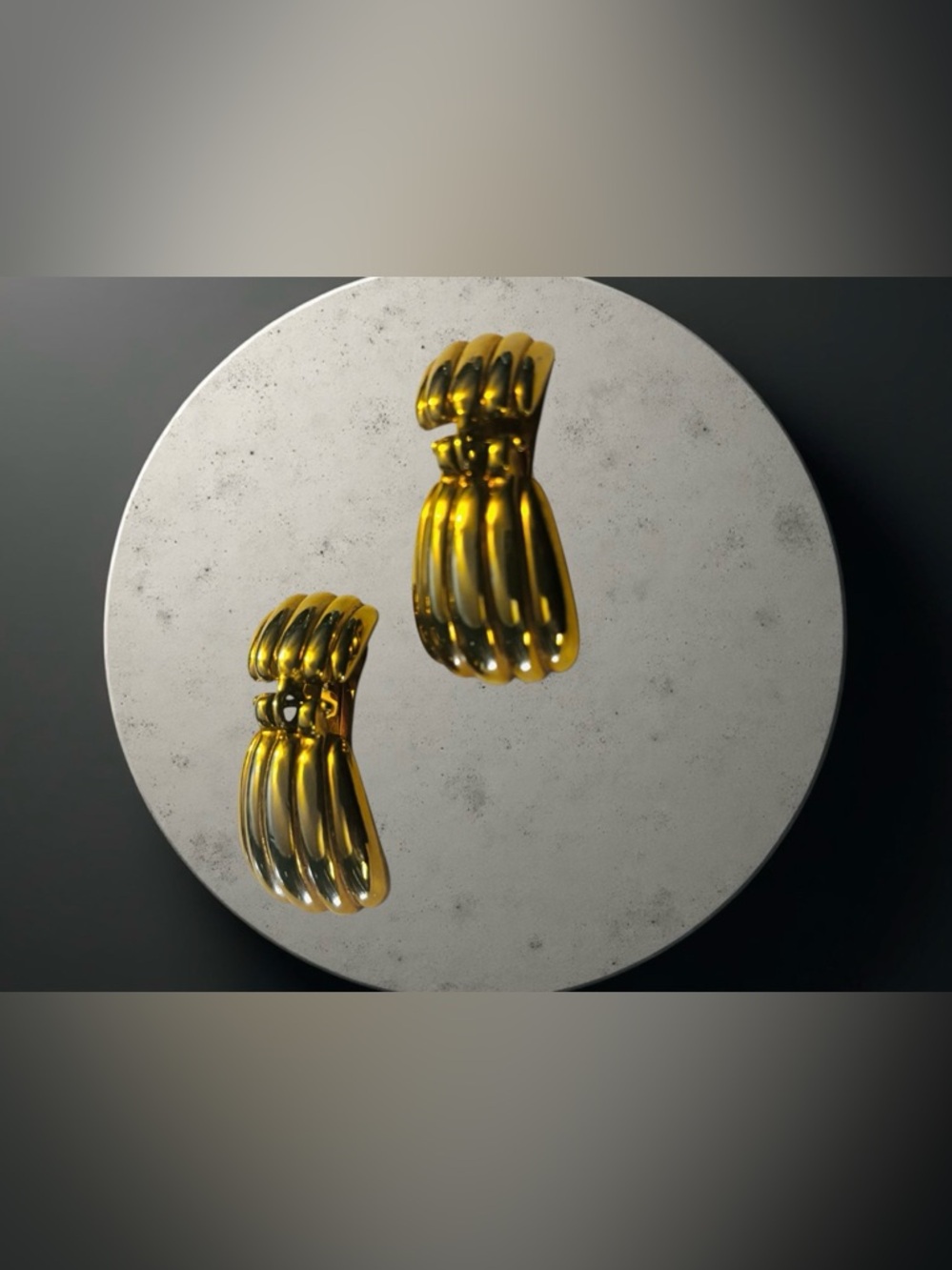 Gold-Tone Ribbed Clip-On Earrings